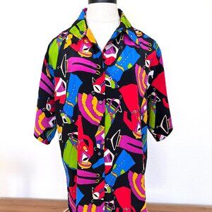 90's Funky Fashion Shirt - Short Sleeve - Size 8 - Unisex - Gender Neutral
